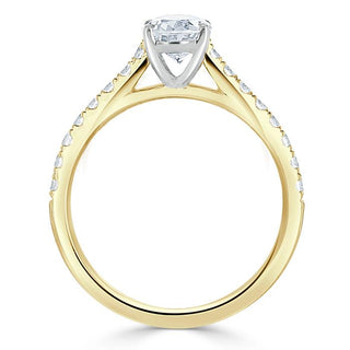 0.94 CT Oval Cut Solitaire Moissanite Engagement Ring With Pave Setting - Barbara Maison 