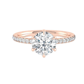 1.85 CT Round Cut Hidden Halo Pave Moissanite Engagement Ring - Barbara Maison 