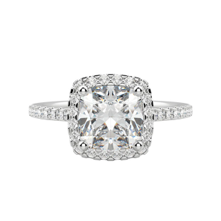 2.15 CT Cushion Cut Halo Moissanite Engagement Ring - Barbara Maison 