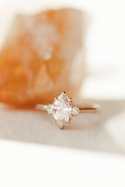 1.0 CT Marquise Cut Cluster Moissanite Engagement Ring - Barbara Maison 