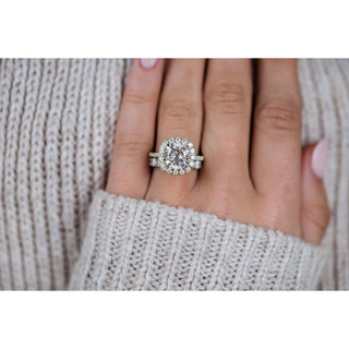 4.0 CT Cushion Halo & Pave Moissanite Engagement Ring - Barbara Maison 