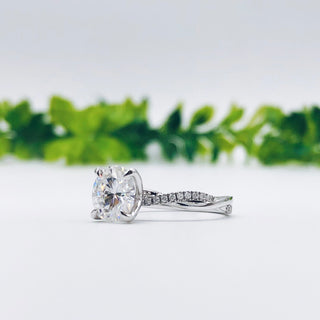 1.85 CT Round Cut Solitaire Twisted Pave Moissanite Engagement Ring - Barbara Maison 