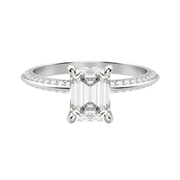 1.60 CT Emerald Solitaire Moissanite Engagement Ring With Pave Setting - Barbara Maison 