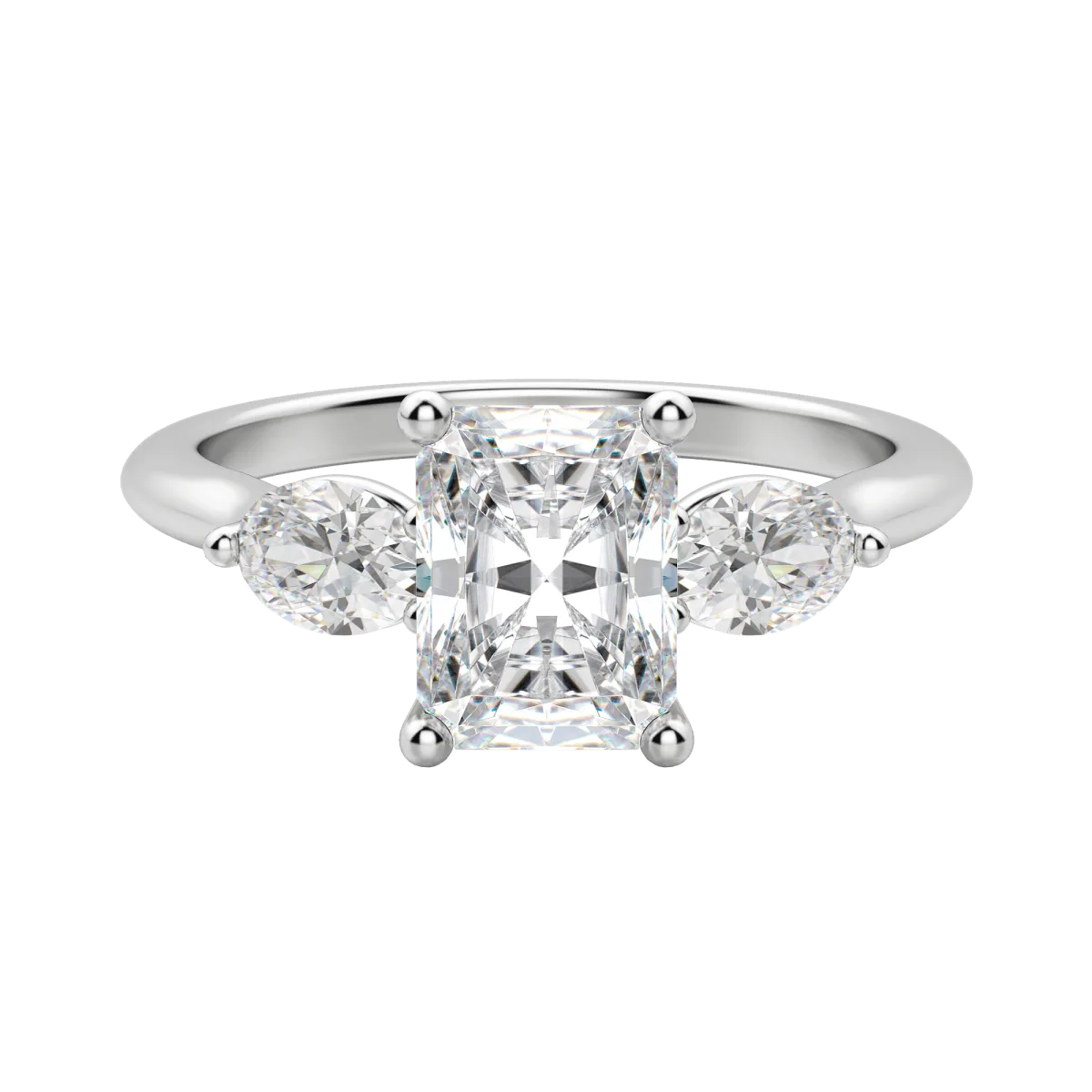 1.67 CT Radiant Cut 3 Stone Moissanite Engagement Ring - Barbara Maison 