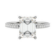 2.30 CT Emerald Solitaire Moissanite Engagement Ring With Pave Setting - Barbara Maison 