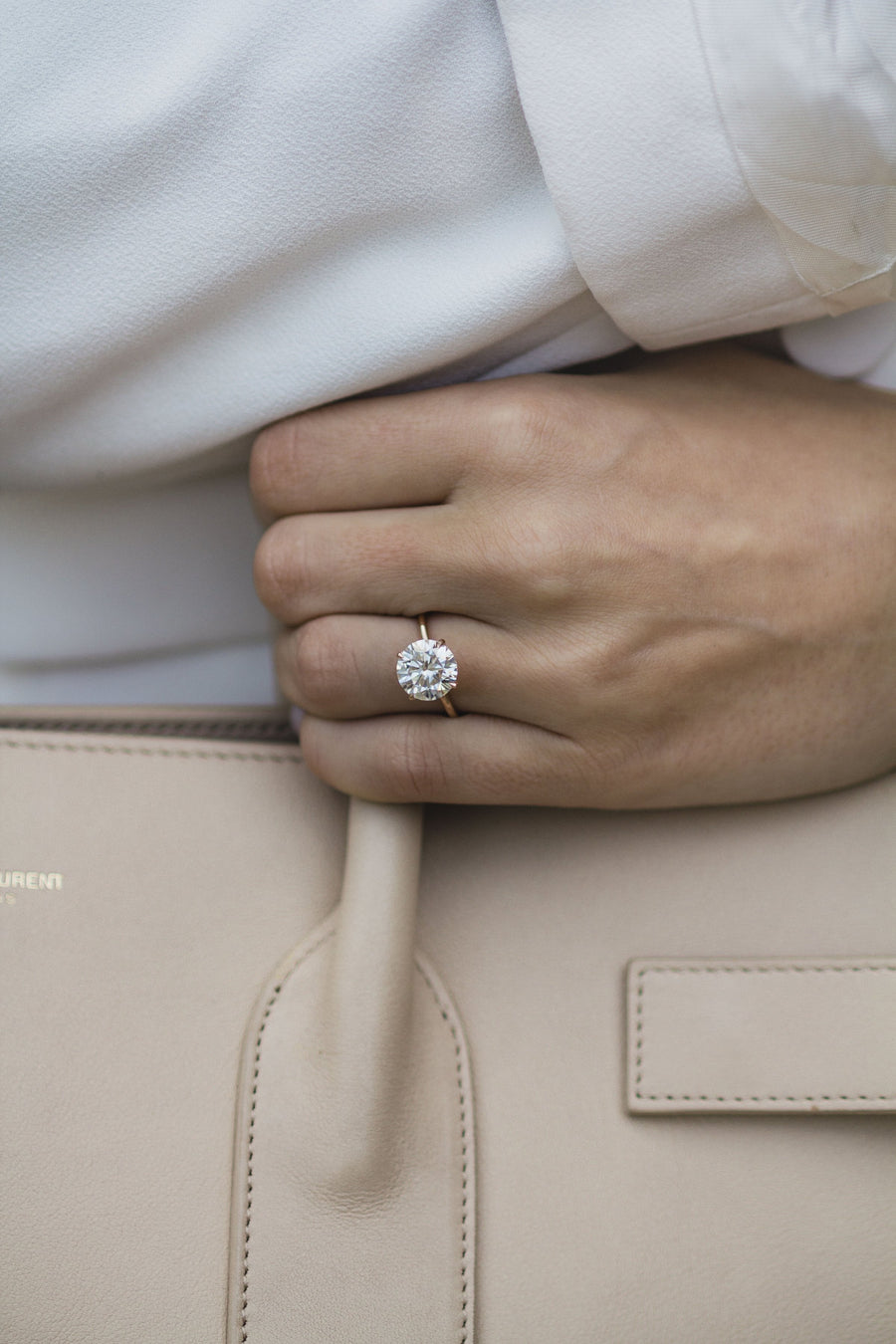 3.0 CT Round Solitaire Moissanite Engagement Ring - Barbara Maison 