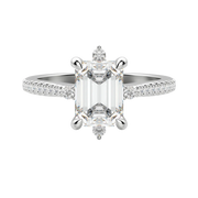 1.60 CT Emerald Solitaire Pave Moissanite Engagement Ring - Barbara Maison 