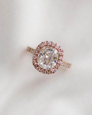 2.30 CT Cushion Halo Moissanite Engagement Ring - Barbara Maison 