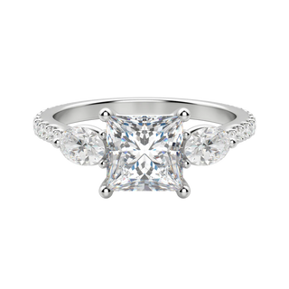 2.78 CT Princess 3 Stone Moissanite Engagement Ring - Barbara Maison 