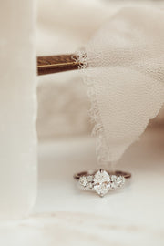 1.33 CT Oval Cut Cluster Moissanite Engagement Ring - Barbara Maison 