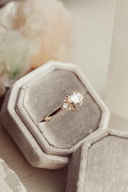 1.0 CT Round Cut Cluster Moissanite Engagement Ring - Barbara Maison 