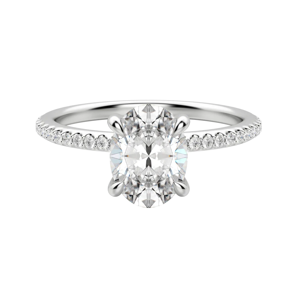 1.91 CT Oval Solitaire Moissanite Engagement Ring With Pave Setting - Barbara Maison 