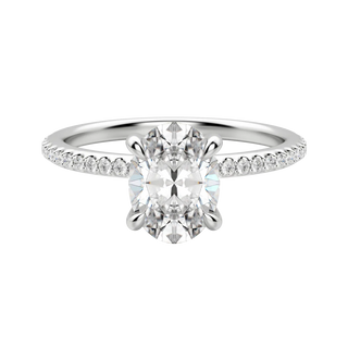 1.91 CT Oval Solitaire Moissanite Engagement Ring With Pave Setting - Barbara Maison 