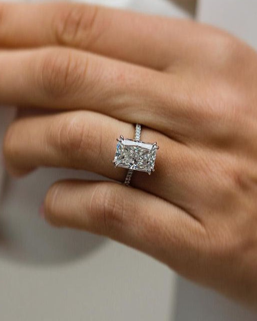 4.10 CT Radiant Solitaire Moissanite Engagement Ring - Barbara Maison 
