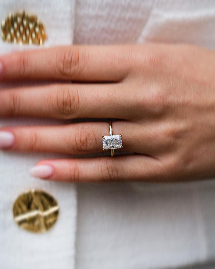 3.0 CT Radiant Solitaire Moissanite Engagement Ring - Barbara Maison 