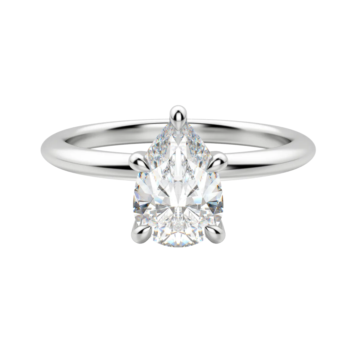 1.33 CT Pear Solitaire Moissanite Engagement Ring With Hidden Halo Setting - Barbara Maison 
