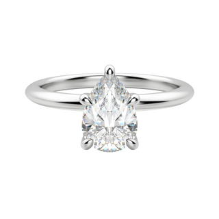 1.33 CT Pear Solitaire Moissanite Engagement Ring With Hidden Halo Setting - Barbara Maison 