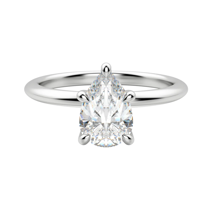 1.33 CT Pear Solitaire Moissanite Engagement Ring With Hidden Halo Setting - Barbara Maison 
