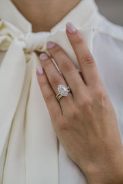 1.75 CT Marquise Cut Halo & Pave Moissanite Engagement Ring - Barbara Maison 