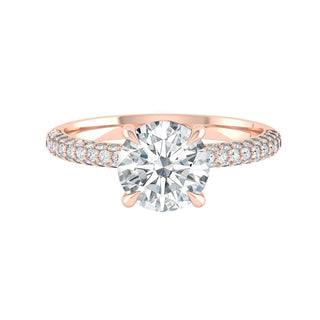 1.85 CT Round Cut Hidden Halo Pave Moissanite Engagement Ring - Barbara Maison 