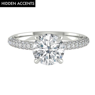 1.85 CT Round Cut Hidden Halo Pave Moissanite Engagement Ring - Barbara Maison 