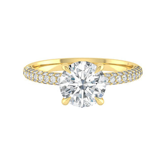 1.85 CT Round Cut Hidden Halo Pave Moissanite Engagement Ring - Barbara Maison 