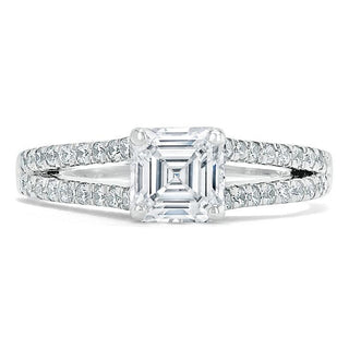 1.0 CT Asscher Cut Solitaire Split Shank Setting Moissanite Engagement Ring - Barbara Maison 