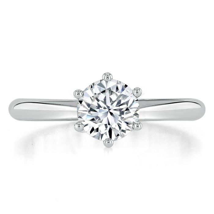 0.75 CT Round Cut Solitaire Moissanite Engagement Ring - Barbara Maison 