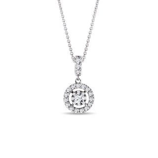 0.34 TCW Round Moissanite Diamond Halo Pendent Necklace - Barbara Maison 