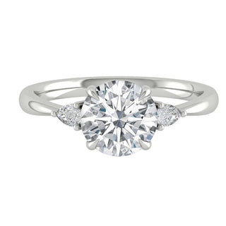 2.65 CT Round Cut Three Stone Moissanite Engagement Ring - Barbara Maison 