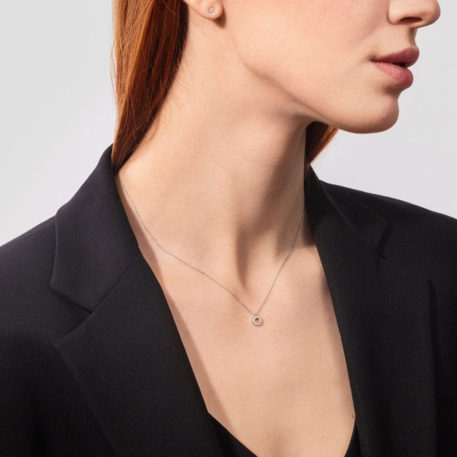 0.10 Moissanite Diamond Circle Pendent Necklace