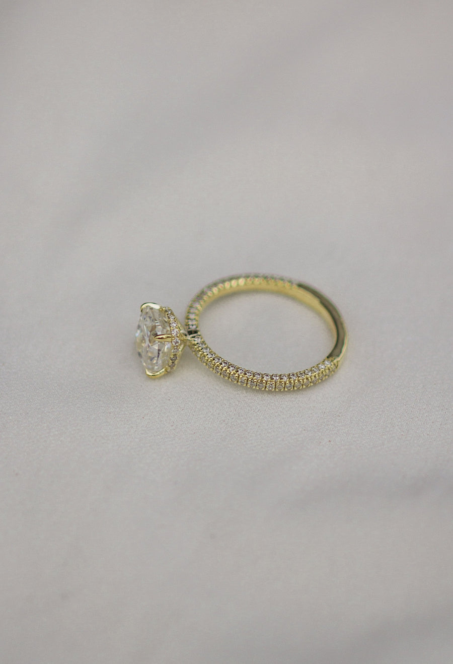 2.0 CT Cushion Hidden Halo & Pave Moissanite Engagement Ring - Barbara Maison 