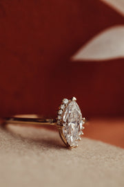 1.0 CT Marquise Cut Half Halo Moissanite Engagement Ring - Barbara Maison 