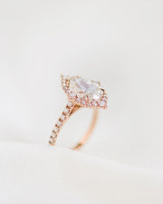 3.0 CT Pear Cluster Halo Moissanite Engagement Ring - Barbara Maison 