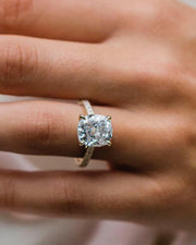 4.65 CT Cushion Solitaire Hidden Halo Moissanite Engagement Ring - Barbara Maison 