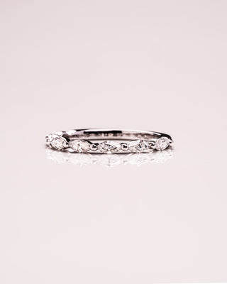 0.7 CT Marquise Shaped Moissanite Thin Wedding Band - Barbara Maison 