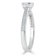 1.0 CT Heart Cut Solitaire Channel Pave Moissanite Engagement Ring - Barbara Maison 