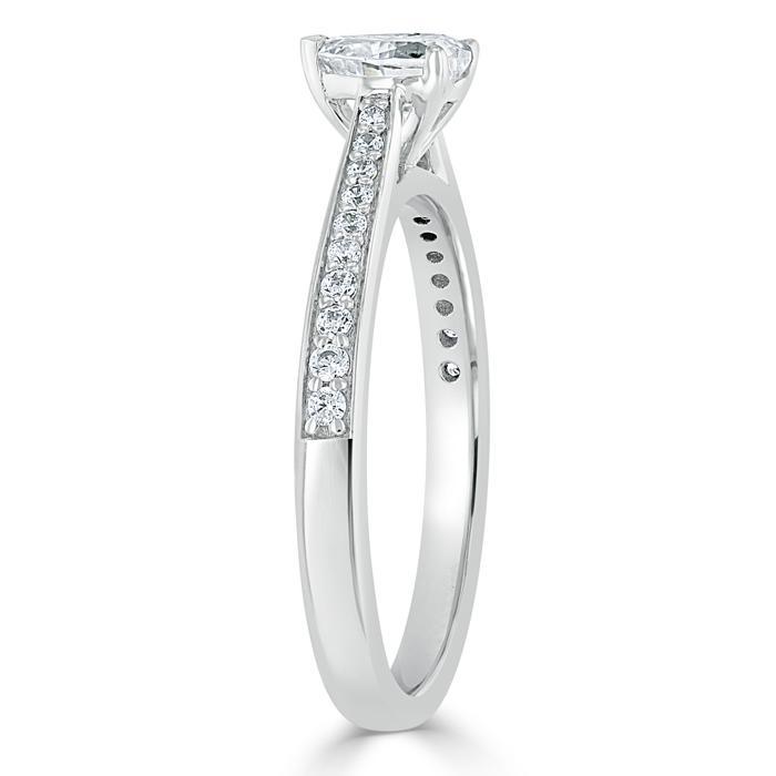 1.0 CT Heart Cut Solitaire Channel Pave Moissanite Engagement Ring - Barbara Maison 