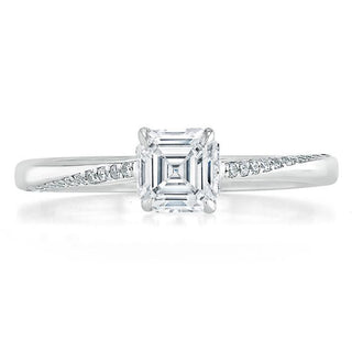 0.75 CT Asscher Cut Solitaire Moissanite Engagement Ring - Barbara Maison 