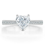 1.0 CT Heart Cut Solitaire Channel Pave Moissanite Engagement Ring - Barbara Maison 