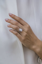 3.50 CT Crushed Ice Radiant Halo & Pave Moissanite Engagement Ring - Barbara Maison 