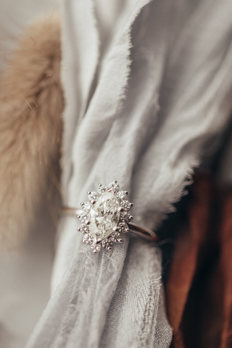 1.0 CT Oval Cut Halo Moissanite Engagement Ring - Barbara Maison 