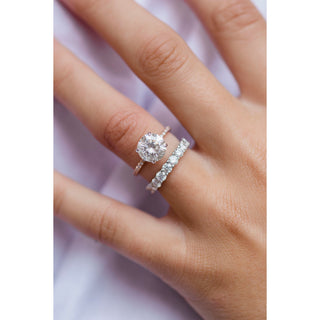 2.10 CT Round Solitaire Hidden Halo & Pave Moissanite Engagement Ring - Barbara Maison 