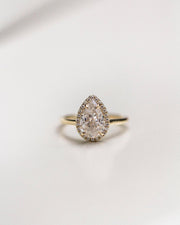 2.35 CT Pear Halo Moissanite Engagement Ring - Barbara Maison 