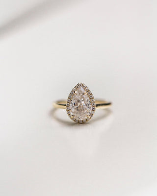 2.35 CT Pear Halo Moissanite Engagement Ring - Barbara Maison 