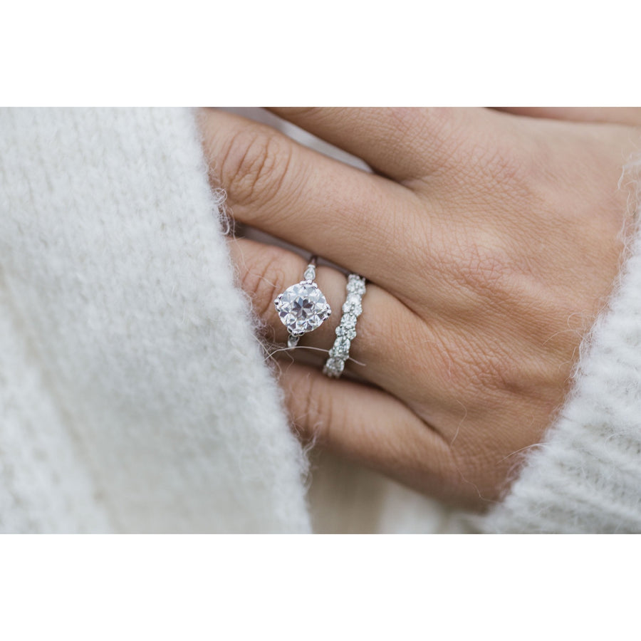 2.50 CT Old Mine Round Solitaire Moissanite Engagement Ring - Barbara Maison 