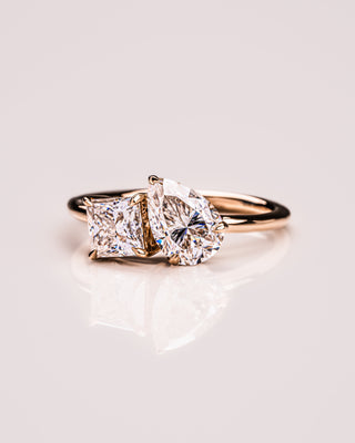 Ethical Sustainable Pear Moissanite and Diamond Double V-Band Ring