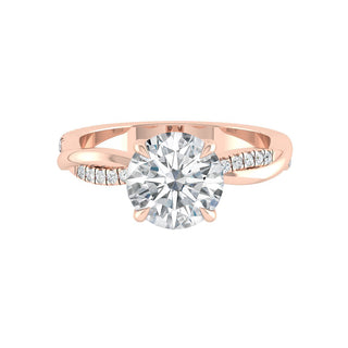 1.85 CT Round Cut Solitaire Twisted Pave Moissanite Engagement Ring - Barbara Maison 