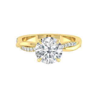 1.85 CT Round Cut Solitaire Twisted Pave Moissanite Engagement Ring - Barbara Maison 