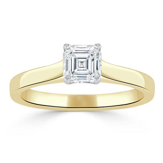 1.0 CT Asscher Cut Solitaire Moissanite Engagement Ring - Barbara Maison 